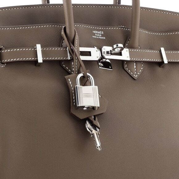 Hermes Birkin Handbag Grey Swift with Palladium Hardware 25 Gray - Picture 7 of 8